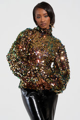 PARTY STARTER SEQUIN LONG SLEEVE BLOUSE
