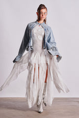 KICK OFF LACE JERSEY MAXI DRESS IN WHITE
