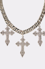 TRIPLE CROSS CHAIN NECKLACE